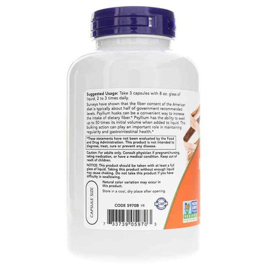 Psyllium Husk Caps 500 Mg, NOW